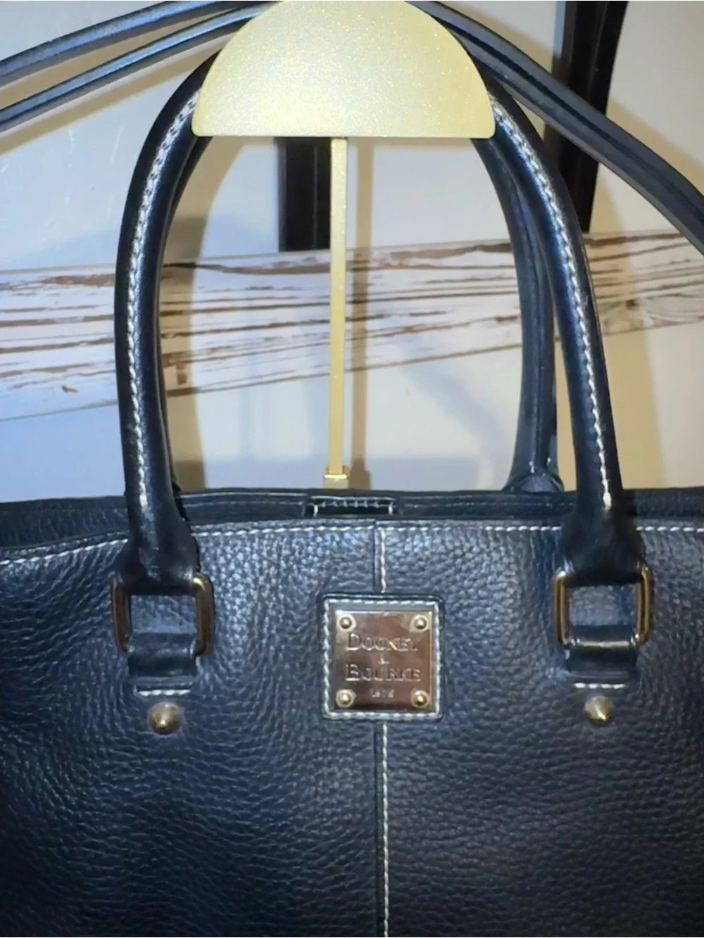 Dooney & Bourke Italian Black Pebbled Leather Chelsea Shopper Tote Bag - EUC